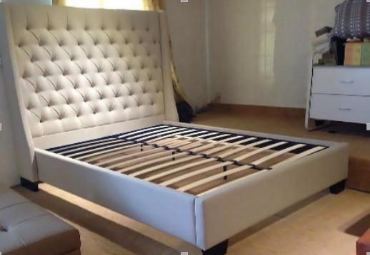 Kings Brand Furniture Black Tufted Design Faux Leather Queen Size Upholstered Platform bed