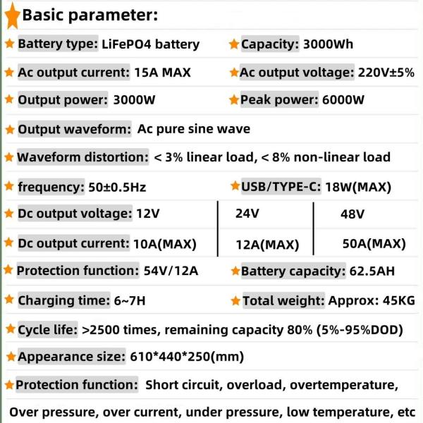 3000W Pure Sine Wave Outdoor Portable Generator for Customizable Communication and Camping