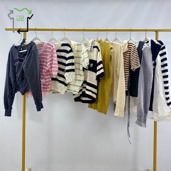 Spring Season Used Short Sleeve Women's Knitted Cardigan Short Sweater Long Sleeves