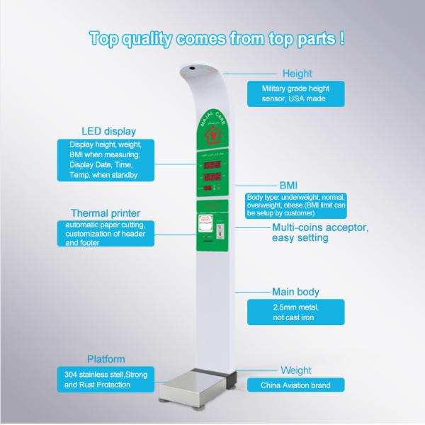 CE Certified Coin-Operated Weight and Height Scale Vending Machine for Pharmacy Sales
