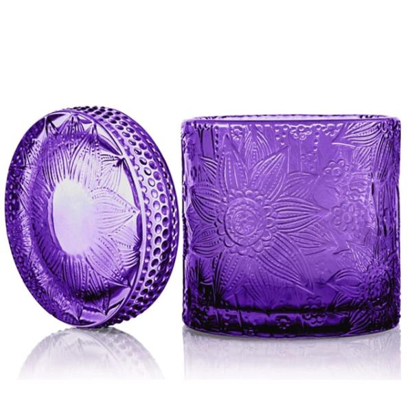 Carved Colored Glass Jar Tea Light Candles / Perfume Scented Candles WXC190910