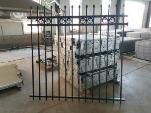 Garden Steel Fence with Black Spear Top Galvanized Tubular Steel Panels 2.4mL x