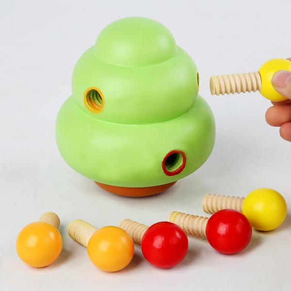 Early Childhood Development Nut Tree Disassembly Screw Wooden Toy ISO9001