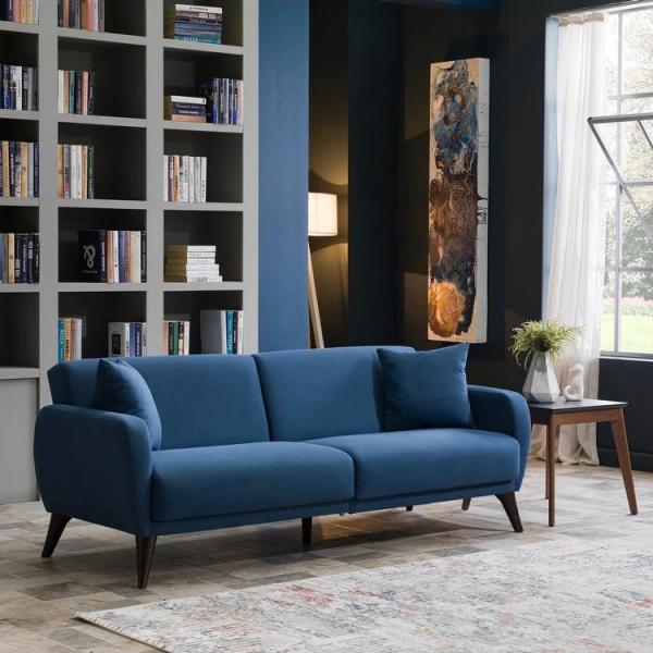 Cara furniture manufacture antifouling Stain Resistant fabric new blue sofa sets bed with storage