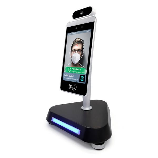 Умный внеконтактный киоск рекламы дисплея измерения температуры тела распознаван
