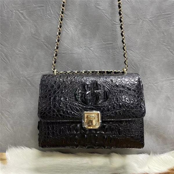 Authentic Crocodile Skin Women Small Flap Purse Genuine Alligator Leather Lady Chain Bag Female Single Shoulder Bag
