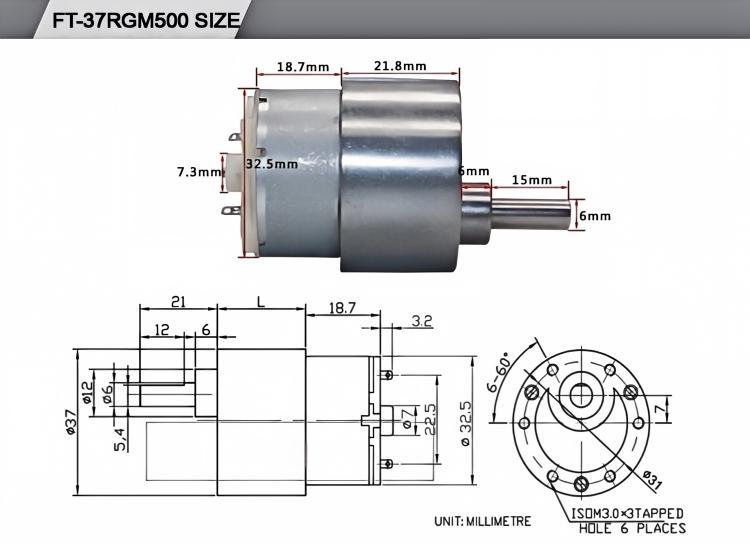 FT-37RGM500 DC Gear Motor for Korean BBQ Grill