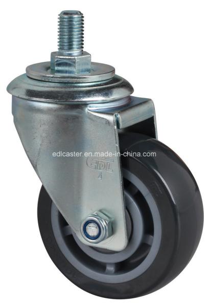 Edl Medium 4 200kg Threaded Swivel PU Caster 6434-76 Swivel Design for Easy Maneuvering