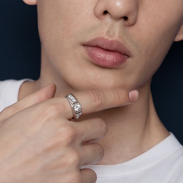 1Ct Solitaire Diamond Zircon S925 Sterling Silver Rings Round For Unisex Engagement Anniversary