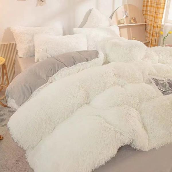 Home Hotel Queen Size Set de roupas de cama com lençol de saia de cetim e cobertor de veludo de algodão
