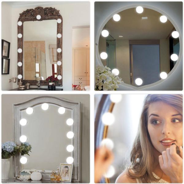 Hidden Wiring LED Makeup Vanity Lights With Dimmer Waterproof Adhensive Sticker