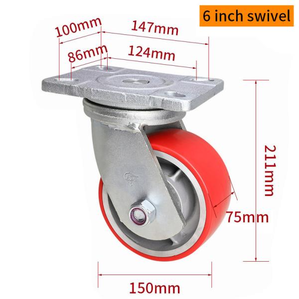 6 Inch 150mm Extra heavy Duty Casters Wheels 1300kg Load 936-86A