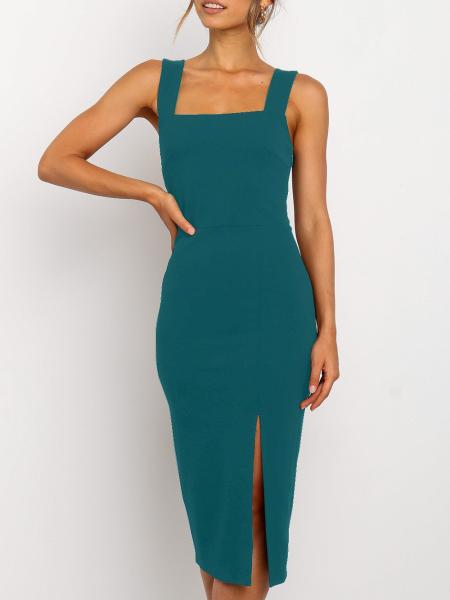                  2023 Spring and Summer Amazon Women′s Explosive Independent Station Square Collar Sling Bag Hip Party Dress             