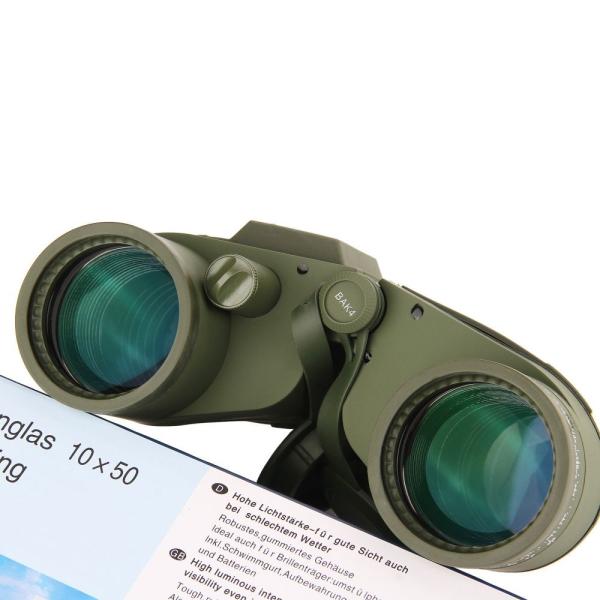 Binoculares 7x50 com bússola elétrica, nitrogênio à prova d'água BAK4 Prisma FMC Lente Binoculares para observação de pássaros infantil adulto