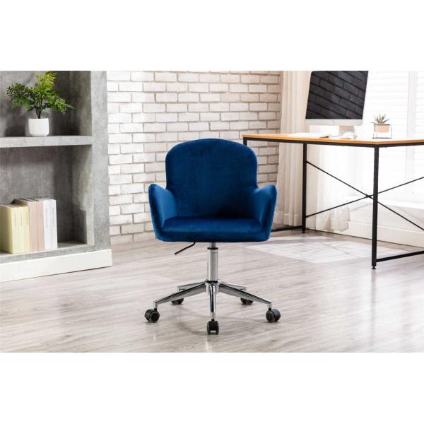 Navy Velvet Swivel Shell Living Room Office Chair 8.6KGS Padded Back
