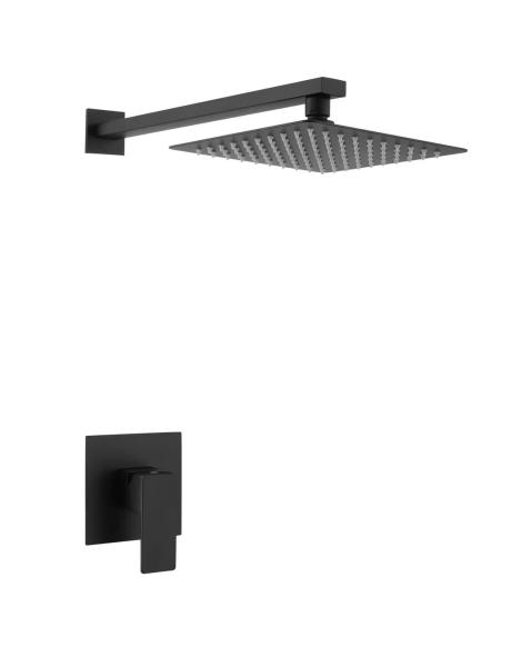 Black SUS304 8in Shower Faucet Set Anti Rust High Pressure