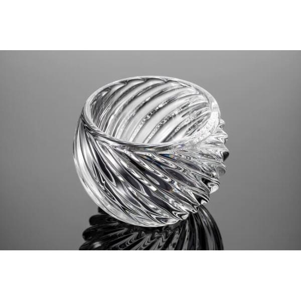 Striped Round Small Glass Globe Vases Votive Candle Holder Pressed 12 X 8.8cm