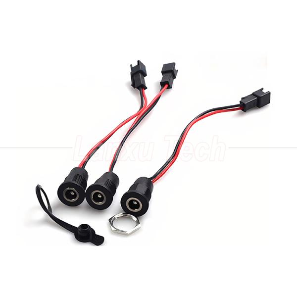 Waterproof Screw Panel Mount DC Power Socket 5.5x2.1mm Jack Wires Cable