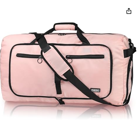 Fmeida 65L Duffle Bag with Shoes Compartment, Foldable Travel Duffel Bags for Men Women, Large Packable Travel Bag Water Repellent & Tear Resistant