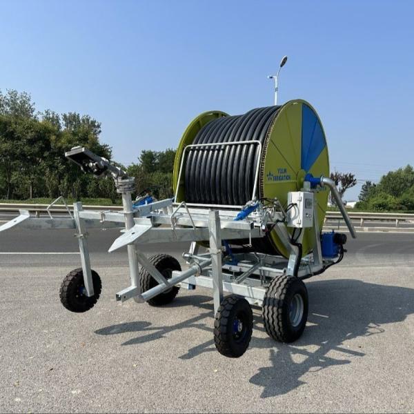 Green Hose Reel Irrigation Equipment Agricultural Machinery 400m Tube Length