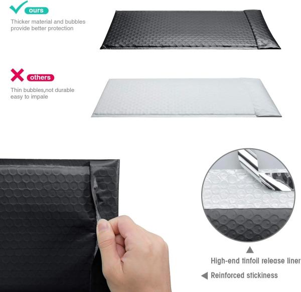 CTCX Padded Poly Bubble Mailers Bulk Black Packing Envelopes Bubble Mailling Bags Poly Black Bubble Mailer Envelope Bag