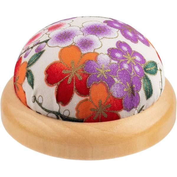 Wooden Base Needle Pincushions Japanese Style Round Pin Cushion for Sewing Needle Holders or DIY Crafts