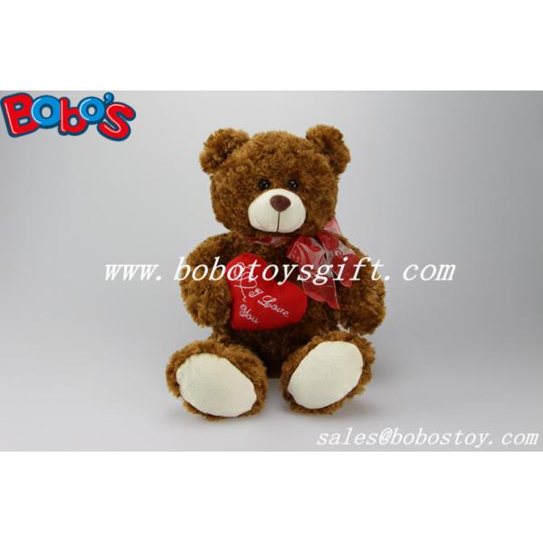 12Dark Brown Stuffed Toy Plush Cuddly Bear With Red Ribbon And Heart Pillow