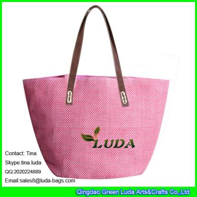 LUDA handmade shopper beach bag chevron paper straw tote shopping bag