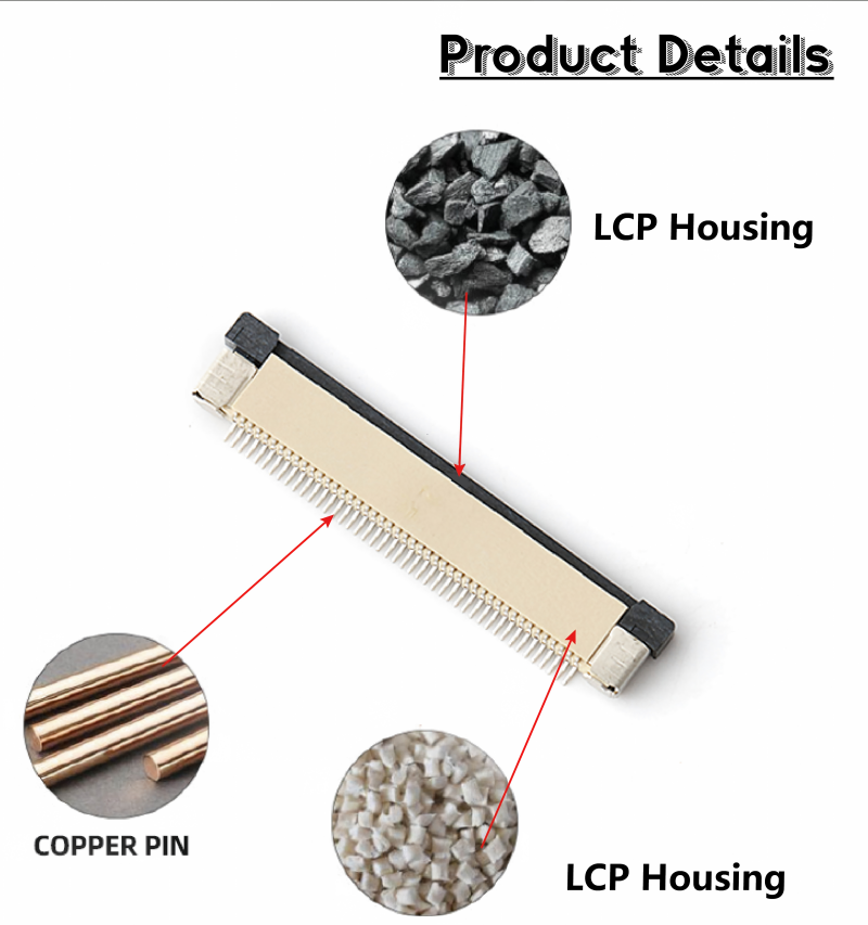 Slider Series FFC FPC Connector 0.5/1mm Pitch Vertical For Electronic Equipment