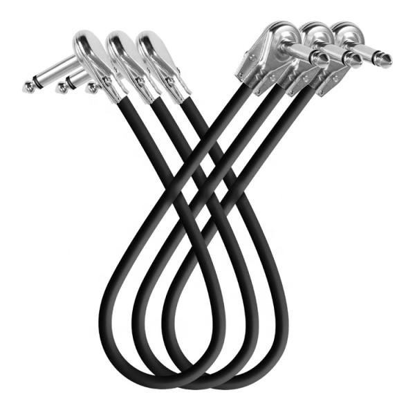 1/4 6.35mm Inch Silver Golden Right Angle Mono TS Audio Jack Instrument Guitar Patch Cable