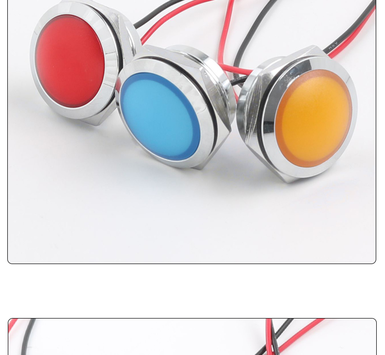 22mm IP66 Waterproof Metal Power Indicator Light Flat Head LED Panel Light 12-24V/220V 50000 Hours Lifespan Multi-Color Options