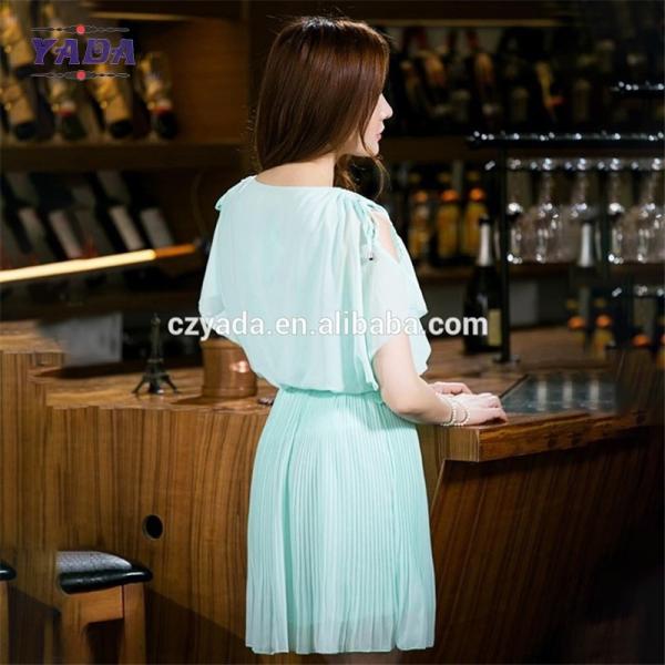 Plus size ladies chiffon mini womens t shirt dress cheap luxury women dresses with bats sleeves and pleats