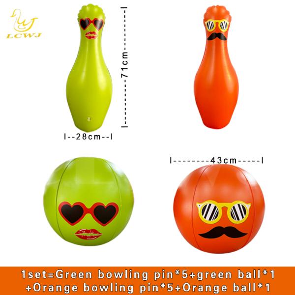 Unisex LC Colorful Fun Big Yard Outdoor Games Jumbo Bowling Ball And Pins Inflatable Kids Bowling Set