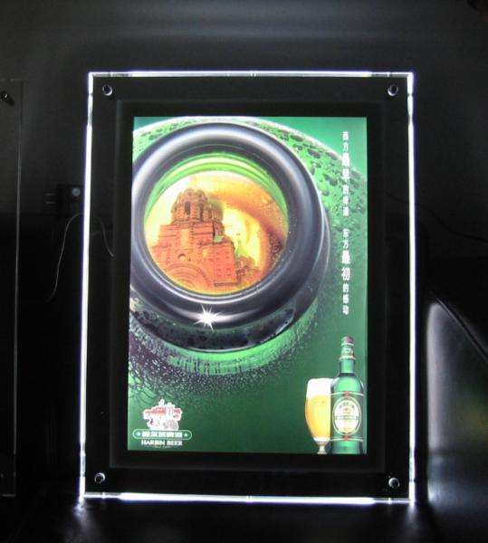 580*840mm wallmount acrylic adveting crystal light box with colorful led lighting