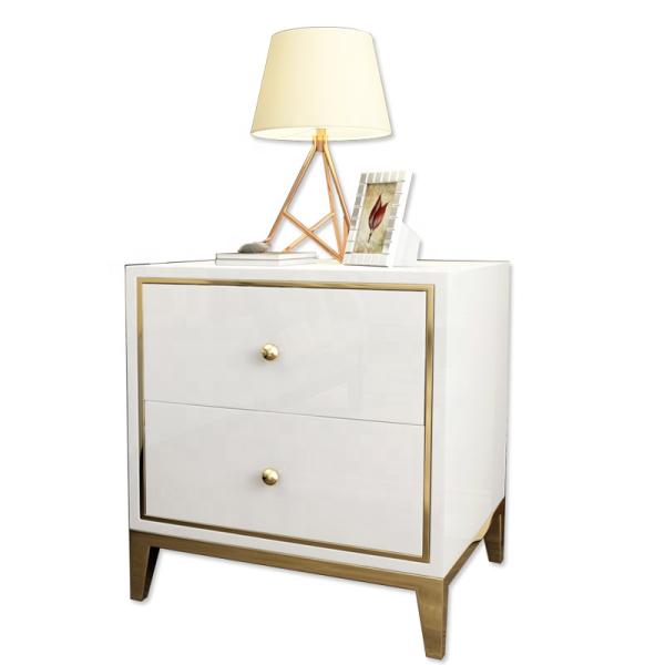 Tempered Glass 50cm White Beside Table