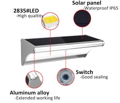 Aluminum Alloy Outdoor Solar Power Wall Lamp With Sensor Garden Use