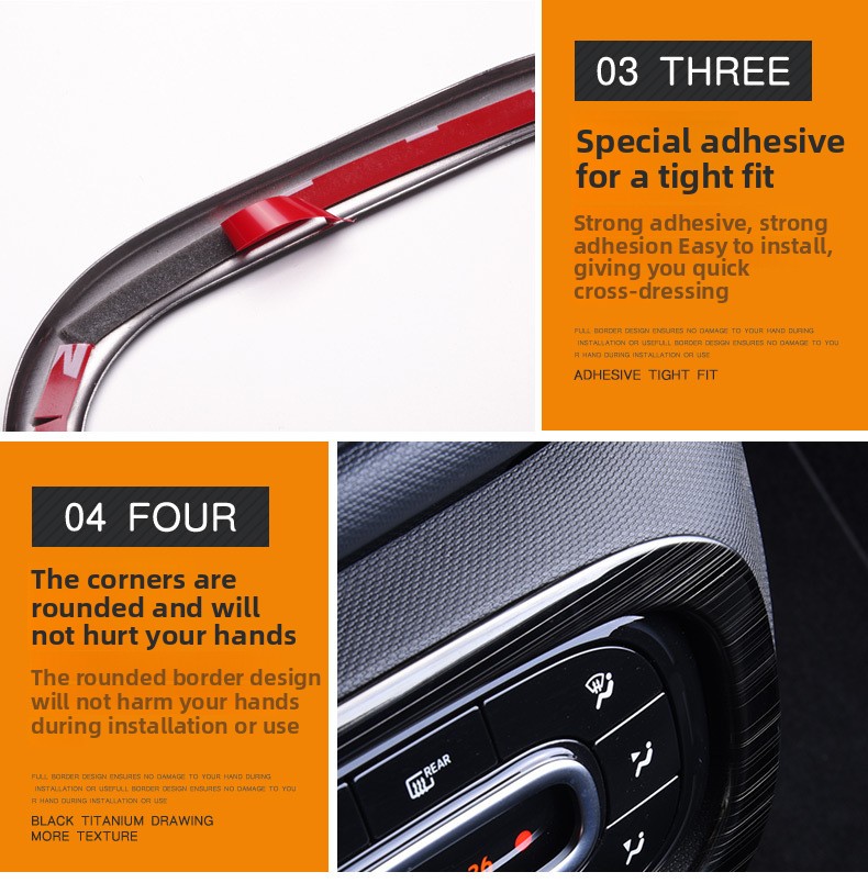 For Suitable for Smartfor Two Four Air Conditioner Adjustment Button Frame Interior Modification Stainless Steel Matte Button