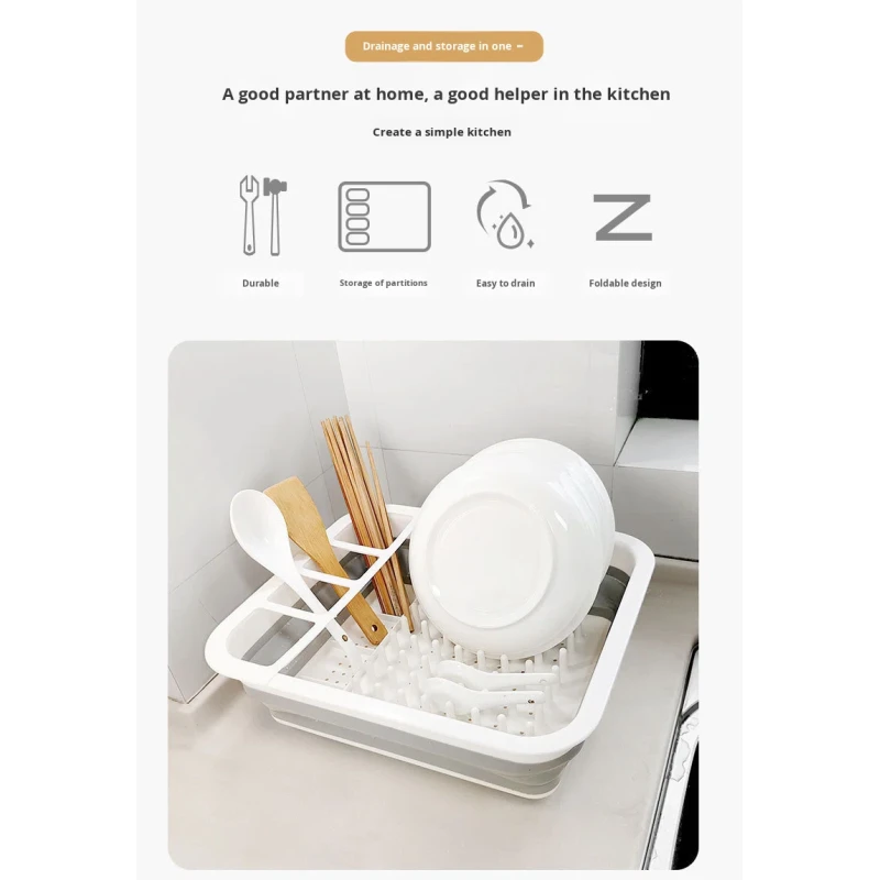 Collapsible Vegetable Washing Draining Basket Bowl Plate Plastic Storage Box Foldable Dish Draining Rack for Kitchen