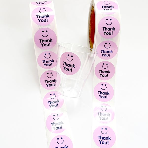 Custom Hot Stamping Transparent Thank You Sticker Label Baking Adhesive Gift Cake Box Bottles Tag Sealing Stickers