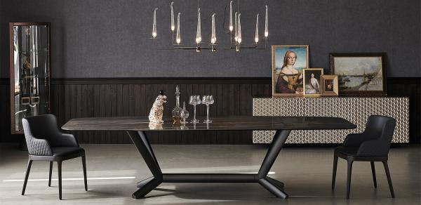Simple Style Light High-end Import Rectangular Ceramic Marble Dining Table