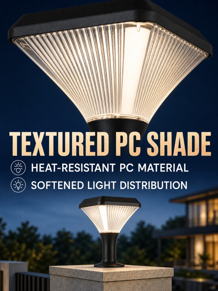 Diamond Textured Square 5W Solar Post Cap Light For Residential Courtyard Boundary Pillar Decor
