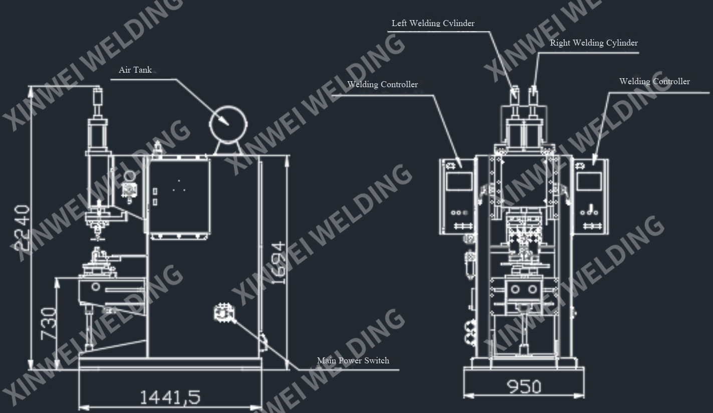 2 Plus 2 Plus 2 Mm Semi Automatic Medium Frequency Rotary Indexing Worktable Pneumatic C Frame Multi Point Spot Welding Machine