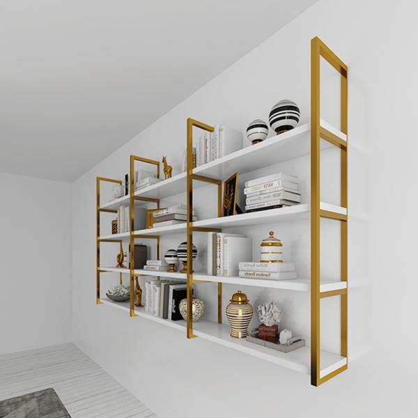 PU Leather Cover 4 Tiers Design Floating Wall Mounted Shelves for Livingroom Furniture