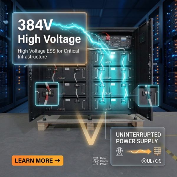384V 100AH High Voltage LiFePO4 ESS Cabinet 38.4kWh Commercial Energy Storage System for Data Center