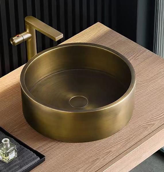 Bronze Color Table Top Bathroom Sink SUS304 Stainless Steel Material