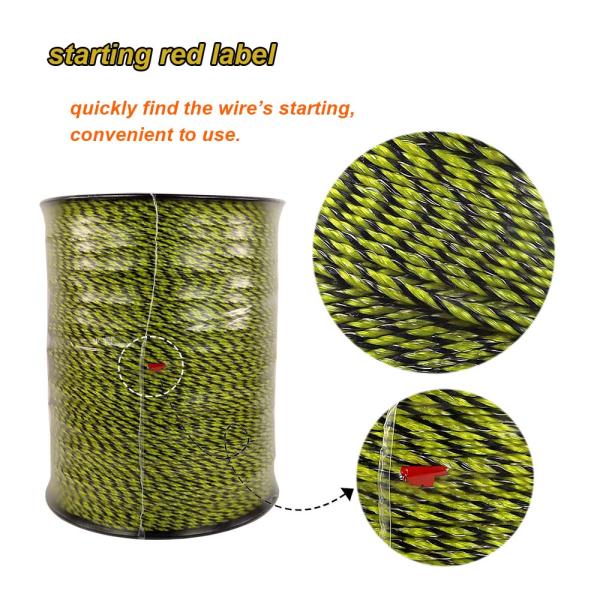 Portable Electric Fence Polywire, Electric Fence Wire with 9 Strands Stainless Steel Conductors for Reliable Conductivity, UV Rust Resistant