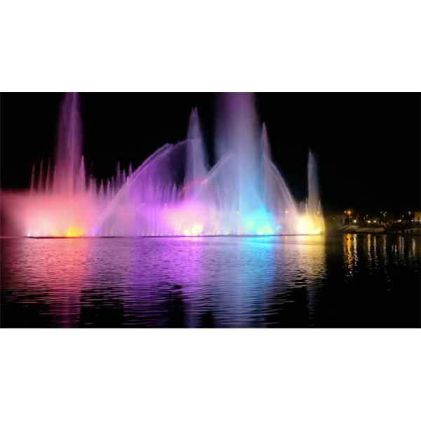 longue durée de vie en acier inoxydable coloré RGB a conduit à la lumière musicale grande fontaine d'eau extérieure
