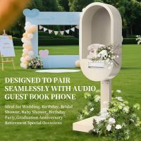 Cabina telefónica de boda de metal premium con sistema de grabación de libro de invitados de audio / video