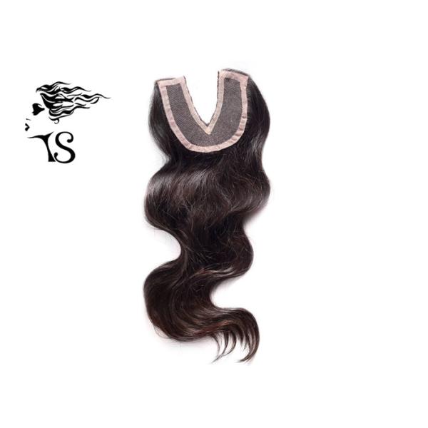 Black Ladies Lace Frontal Hair Pieces , Lace Front V Part Closure Body Wave
