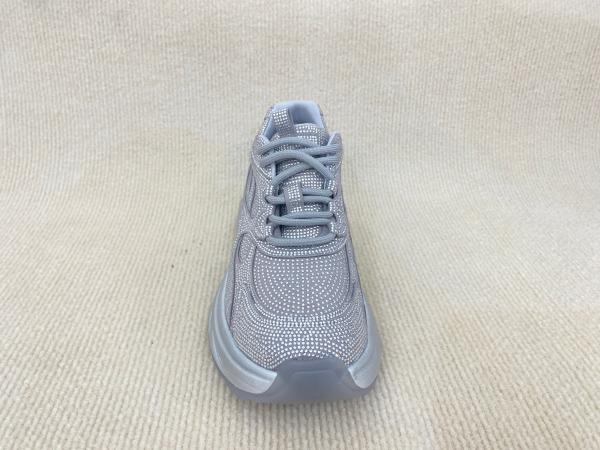 Women fashion sport shoes with bling rhinestone breathable upper grey black